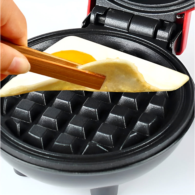 Compact 4-Inch Non-Stick Mini Waffle Maker – 350W Electric Machine in Red & Black