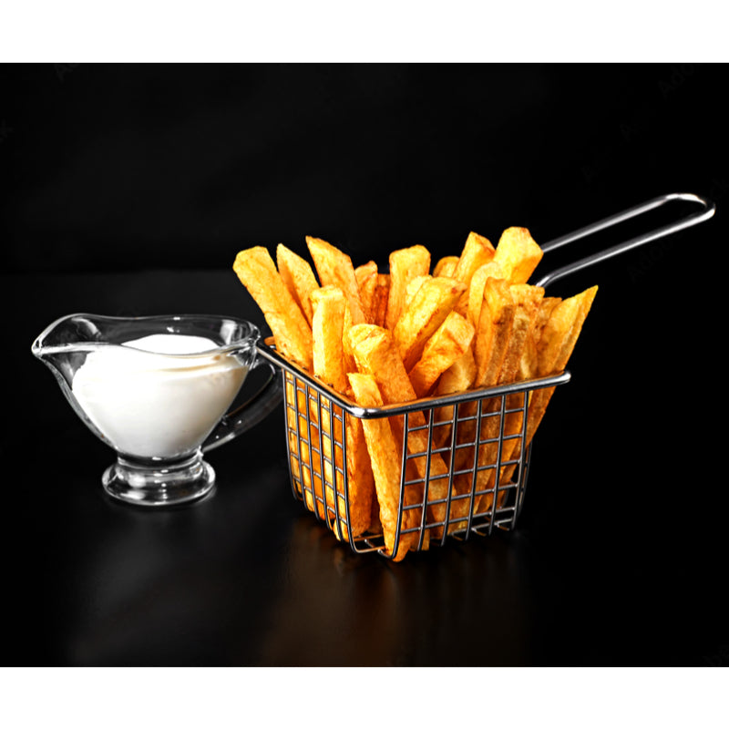 Mini Square Stainless Steel Serving Basket – Perfect for French Fries & More