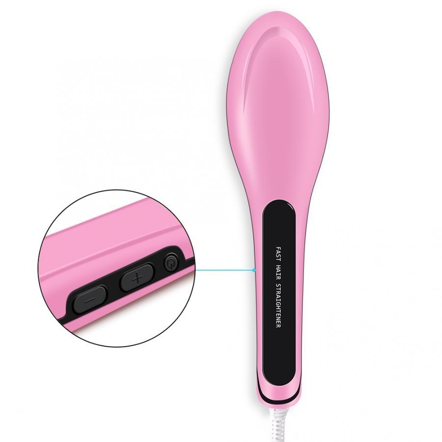 LCD Digital Ceramic Hair Straightening Brush – Fast Smoothing Ionic Hair Comb