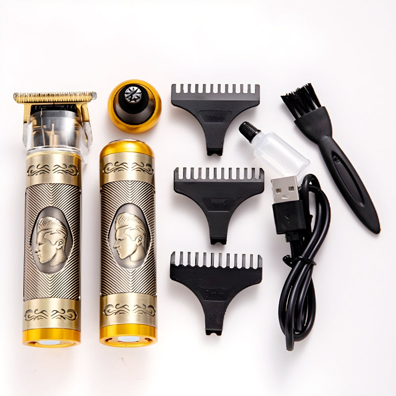 KEMEI 3-in-1 Vintage Grooming Set – USB Rechargeable Hair Clipper, Shaver & Nose Trimmer for Men