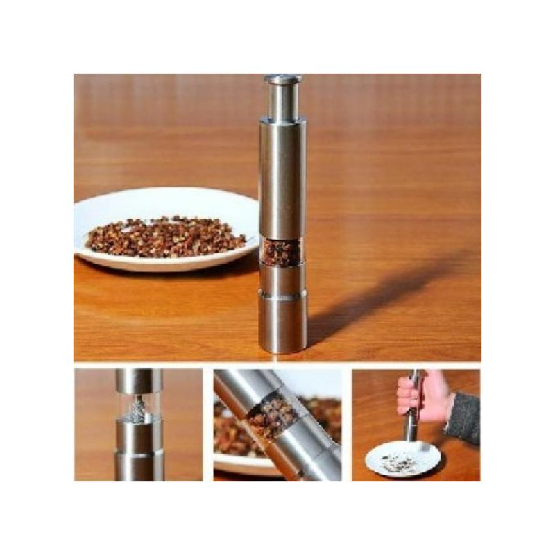 One-Handed Operation Thumb Push Stainless Steel Spice Grinder – Eco-Friendly & Portable