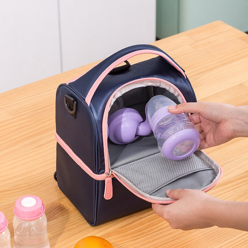 Double Layer Cooler Bag – Milk Preservation & Picnic Food Carrier for Moms