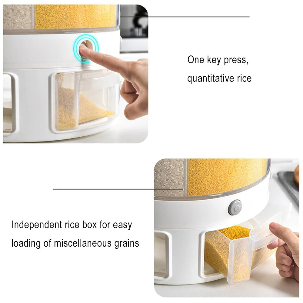 10Kg 6-In-1 Rotating Kitchen Food Storage Container – Space-Saving Organizer