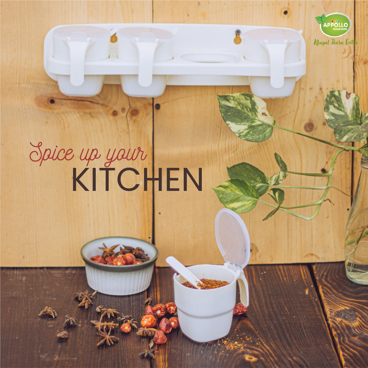 4 In 1 Beautiful Chilli Spice Rack – Stylish & Space-Saving Kitchen Organizer