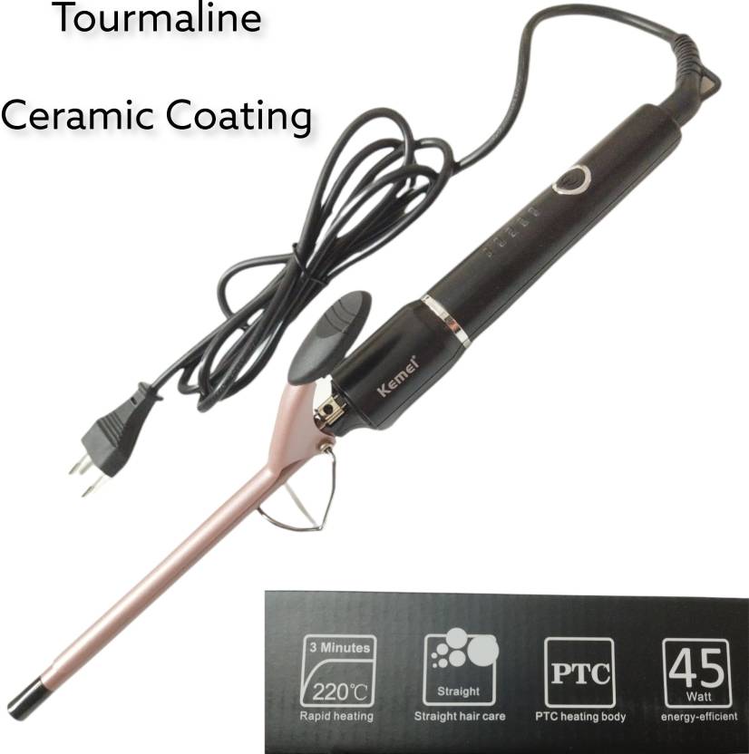 Kemei Professional Electric Hair Curler – 9mm Tourmaline Ceramic Curling Iron with LCD Temperature Control