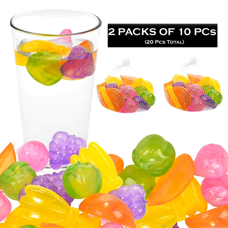 2-Pack Reusable Multi-Shaped Silicone Ice Cubes – 20 Fun, Vibrant Ice Molds