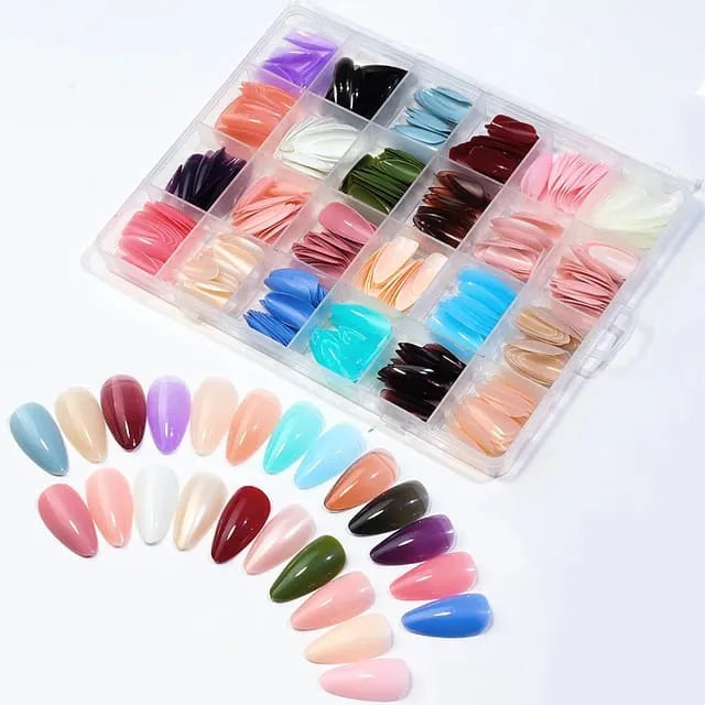 Ultimate 288pcs Multicolor Acrylic Nail Tips Box – Random Vibrant Colors