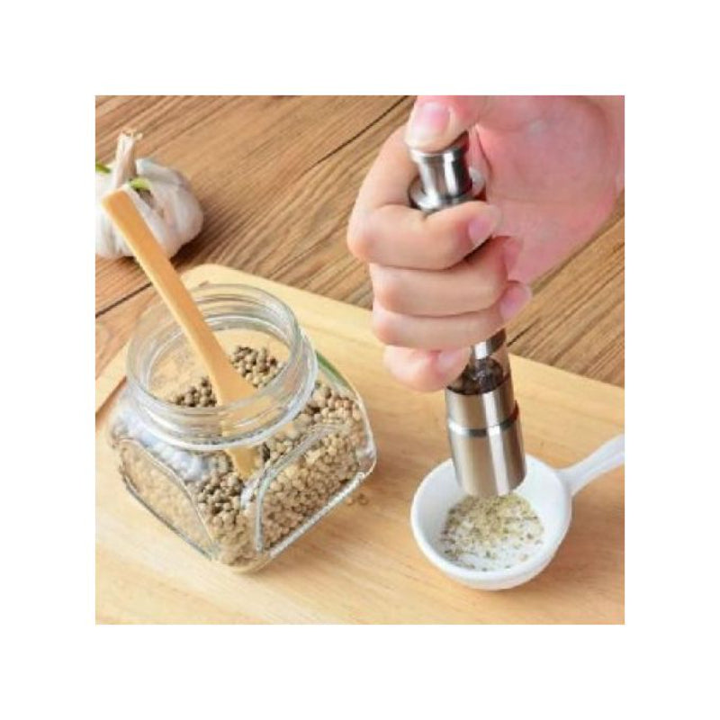 One-Handed Operation Thumb Push Stainless Steel Spice Grinder – Eco-Friendly & Portable