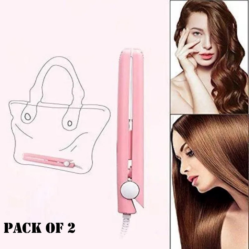 Premium Pack of 2 Mini Portable Hair Straighteners – Compact Fast-Heat Styling with Protective Cases