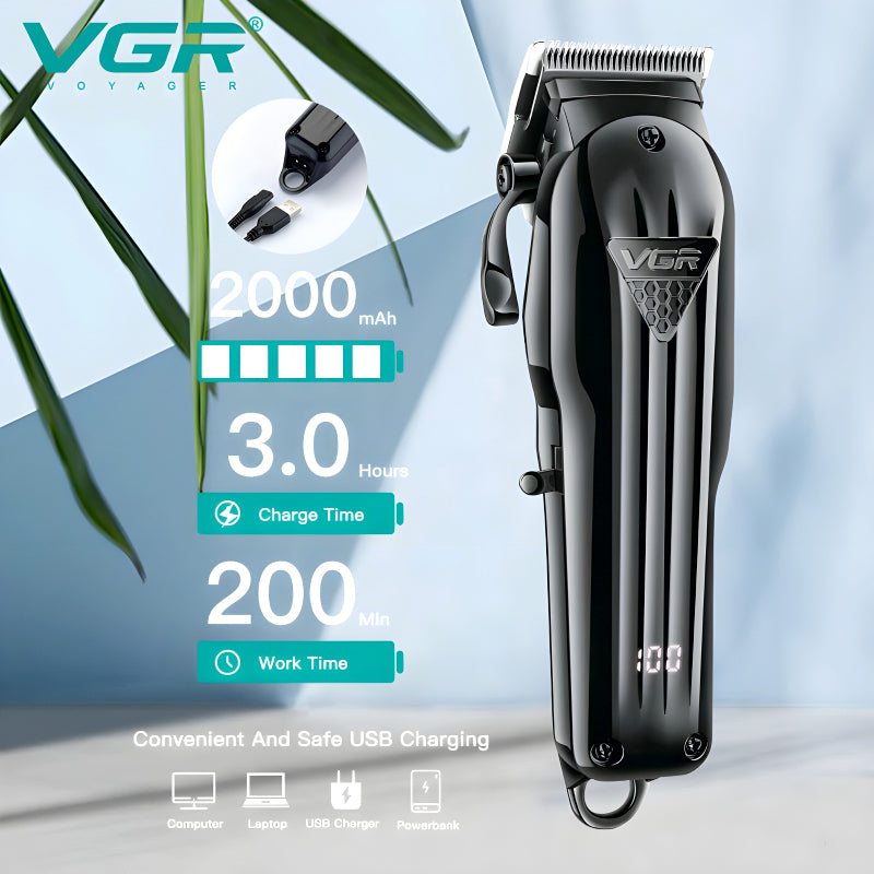 VGR V-282 Professional Rechargeable Cordless Hair Clipper – Precision Grooming for Men