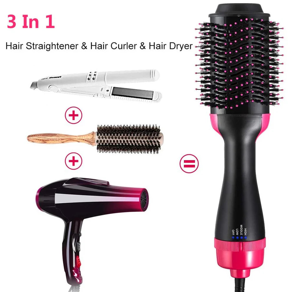 3-in-1 Ionic Hair Styler Brush – Fast Dry, Volumize & Curl for Salon-Quality Looks