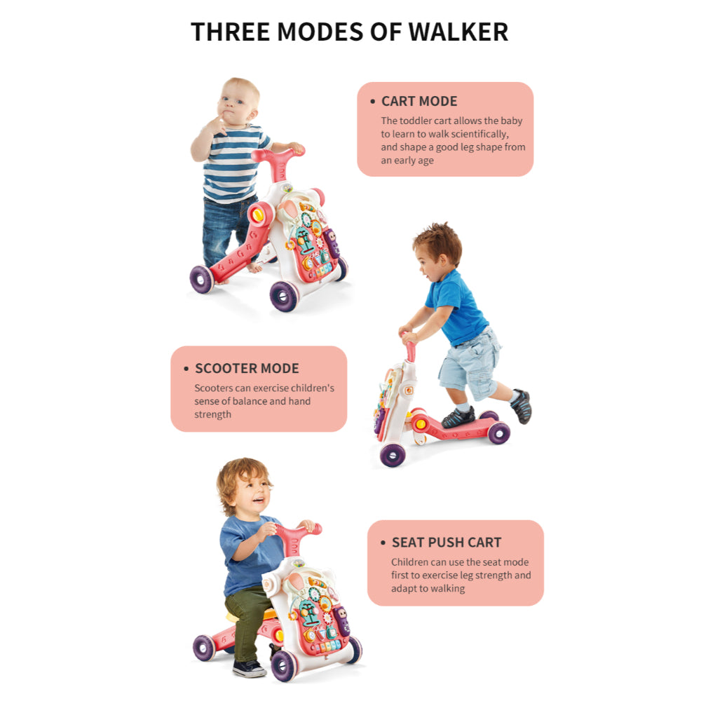 Adaptive 5-in-1 Baby Musical Stroller – Sit-to-Stand Learning Walker with Musical Activity Table