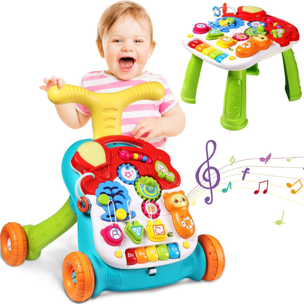 Adaptive 5-in-1 Baby Musical Stroller – Sit-to-Stand Learning Walker with Musical Activity Table