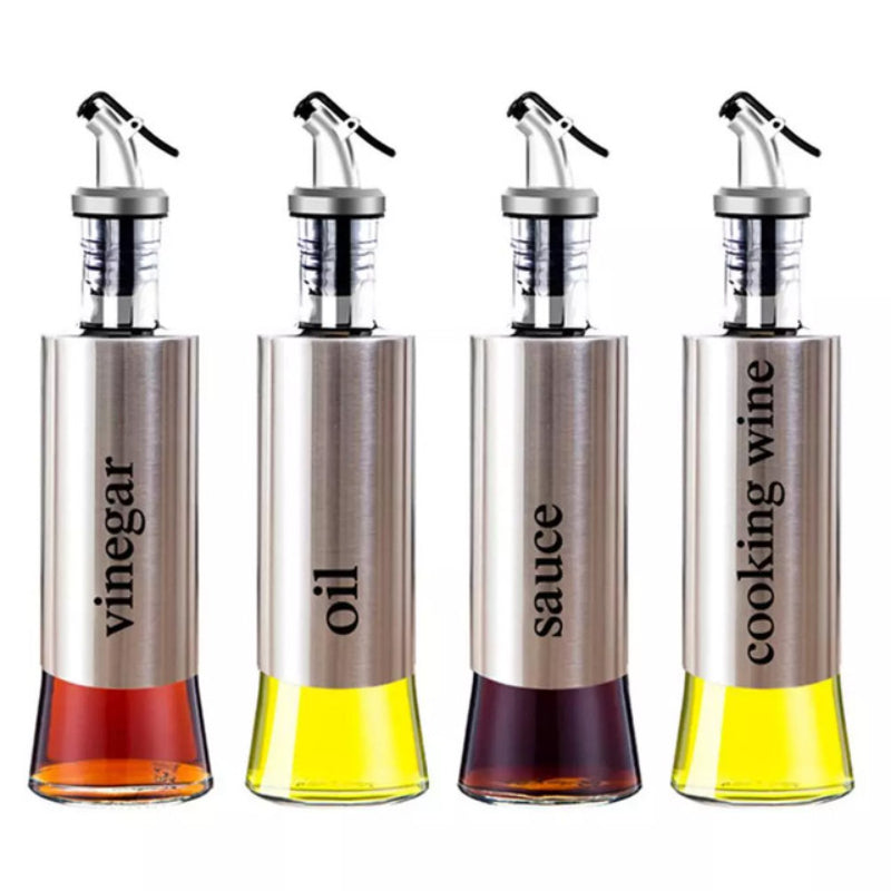 500ml High-Quality Stainless-Steel Covered Smart Glass Oil Bottle – Elegant & Airtight Dispenser