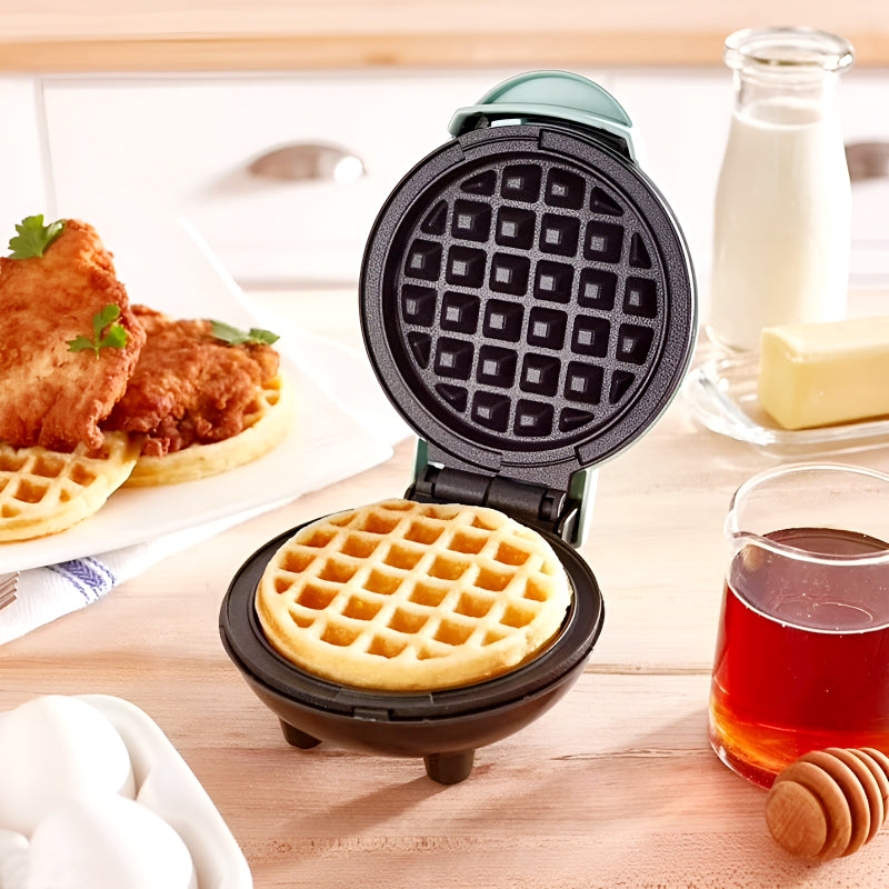 Compact 4-Inch Non-Stick Mini Waffle Maker – 350W Electric Machine in Red & Black