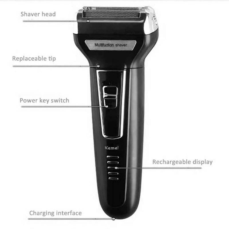 Kemei KM-6558 Professional 3-in-1 Electric Shaver – Precision Nose Hair & Beard Trimmer