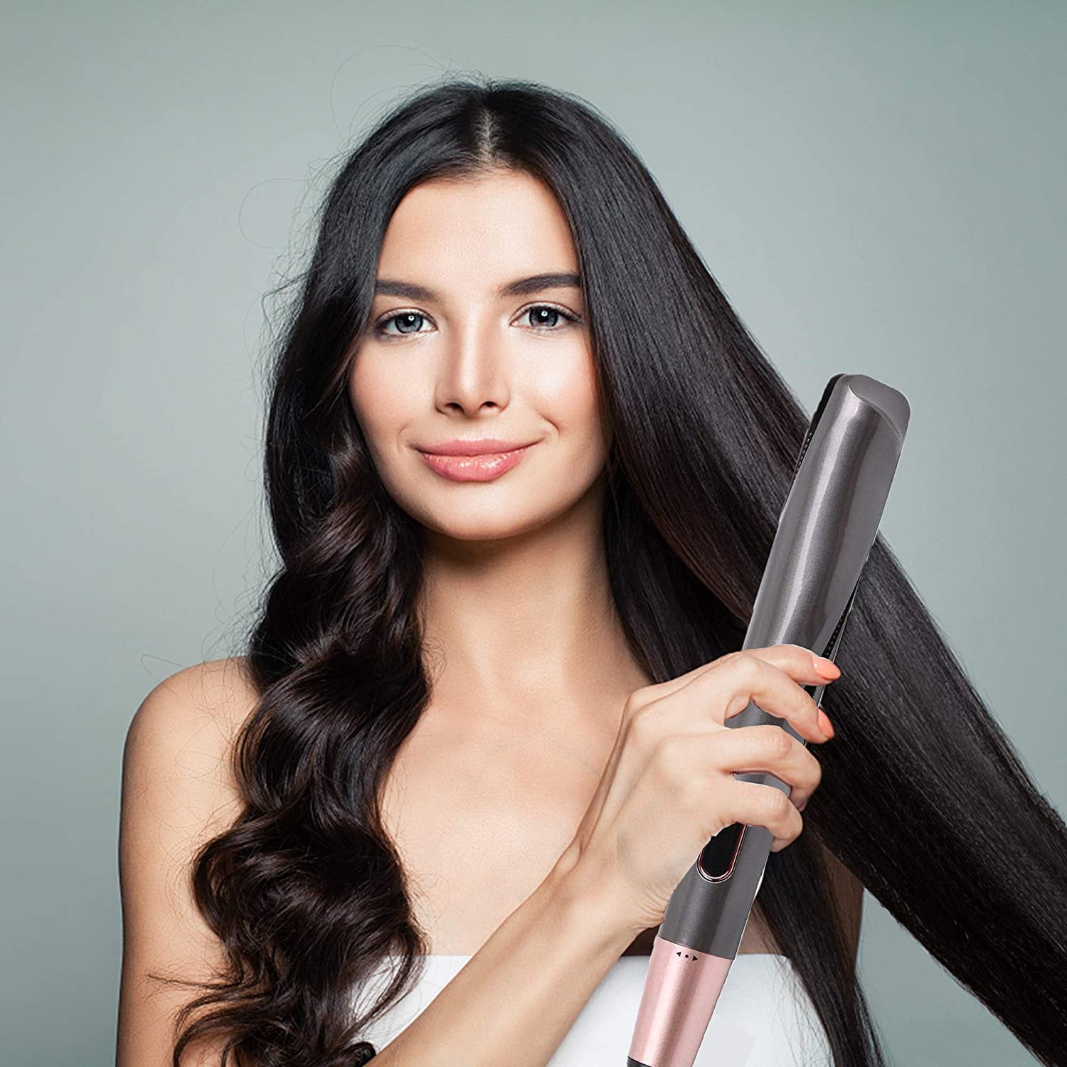 2-in-1 Hair Straightener & Curler Iron – Tourmaline Ceramic Twisted Flat Iron with LCD Display