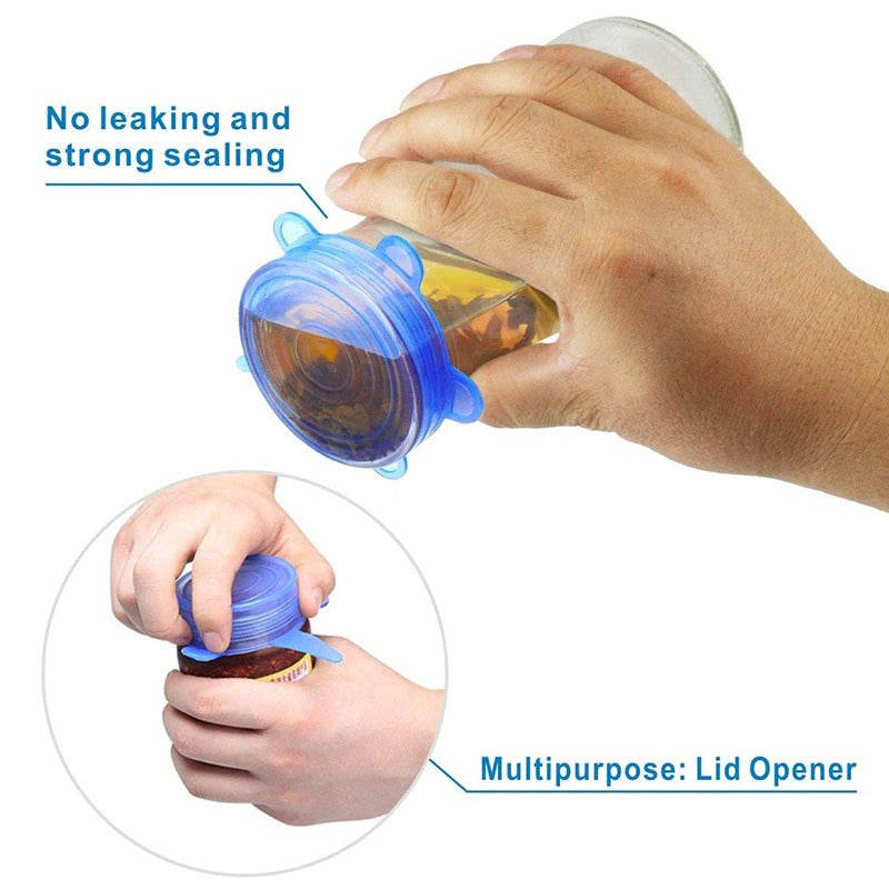 2-Packs of 6 Pcs Silicone Food Wrap Caps – Eco-Friendly, Stretchable, Leak-Proof Kitchen Lids