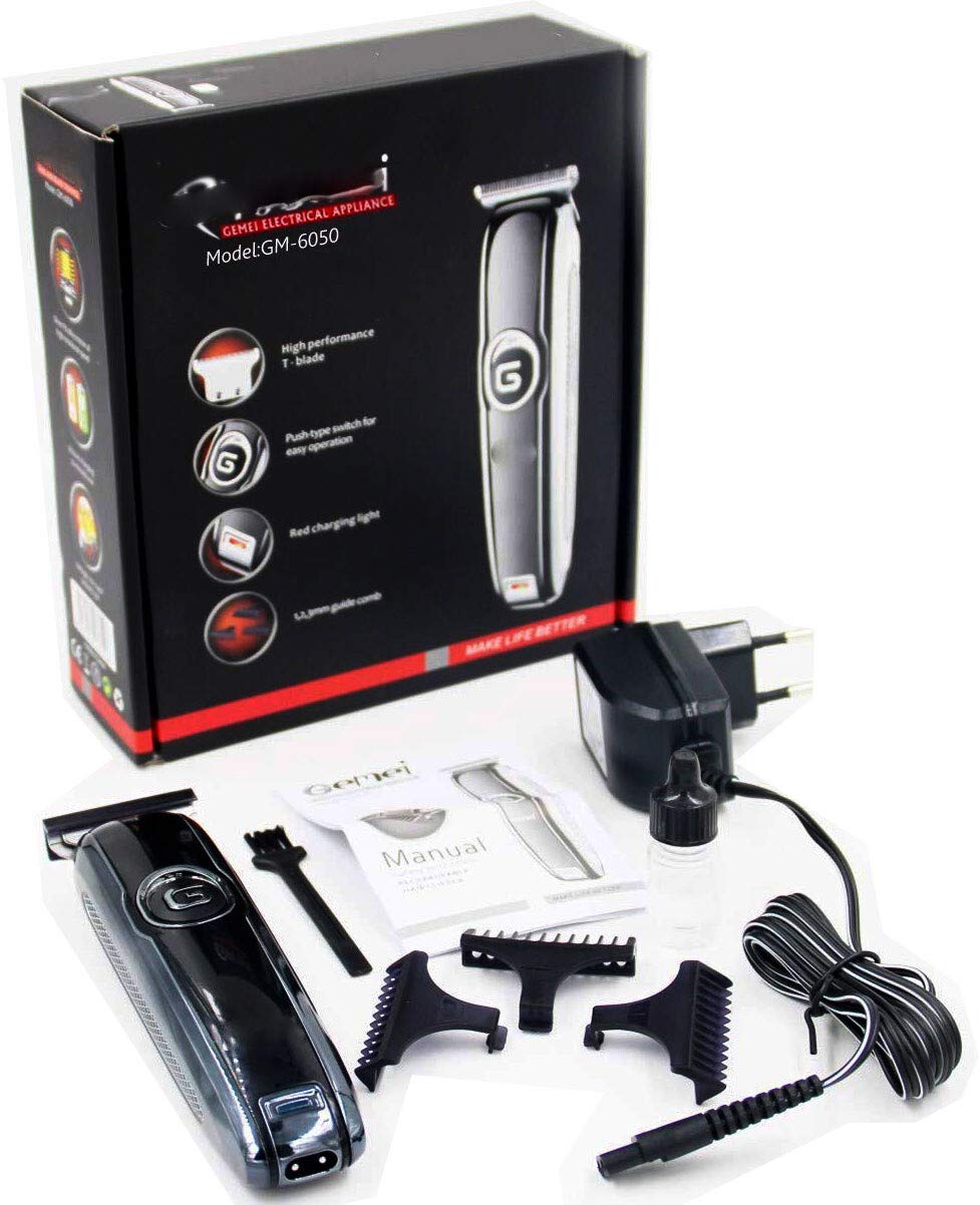 GEEMY GM-6050 Professional Hair Trimmer – High Performance T-Blade with LCD Reminder