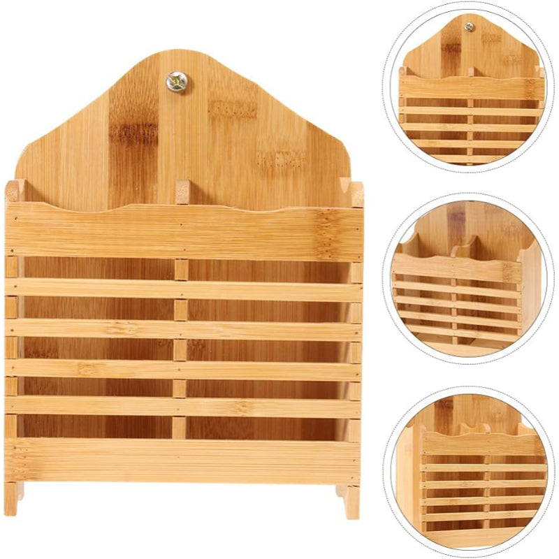 Kitchen Wooden Mini Spoon Holder & Bamboo Chopstick Basket – Stylish Wall-Mounted Organizer