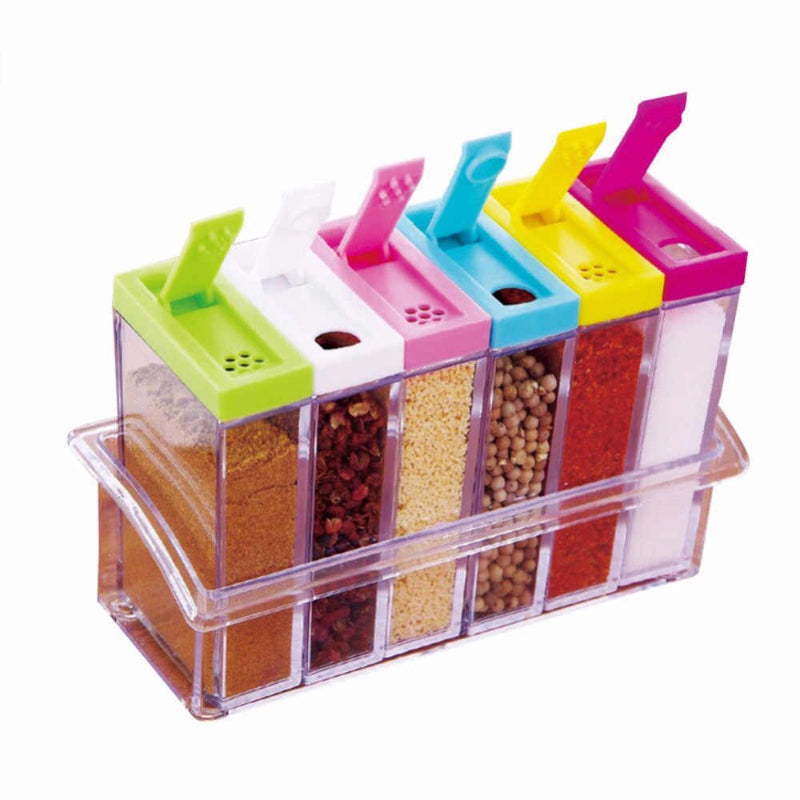 6-Piece Transparent Spice Jar Set – Easy Press, Eco-Friendly Seasoning Storage