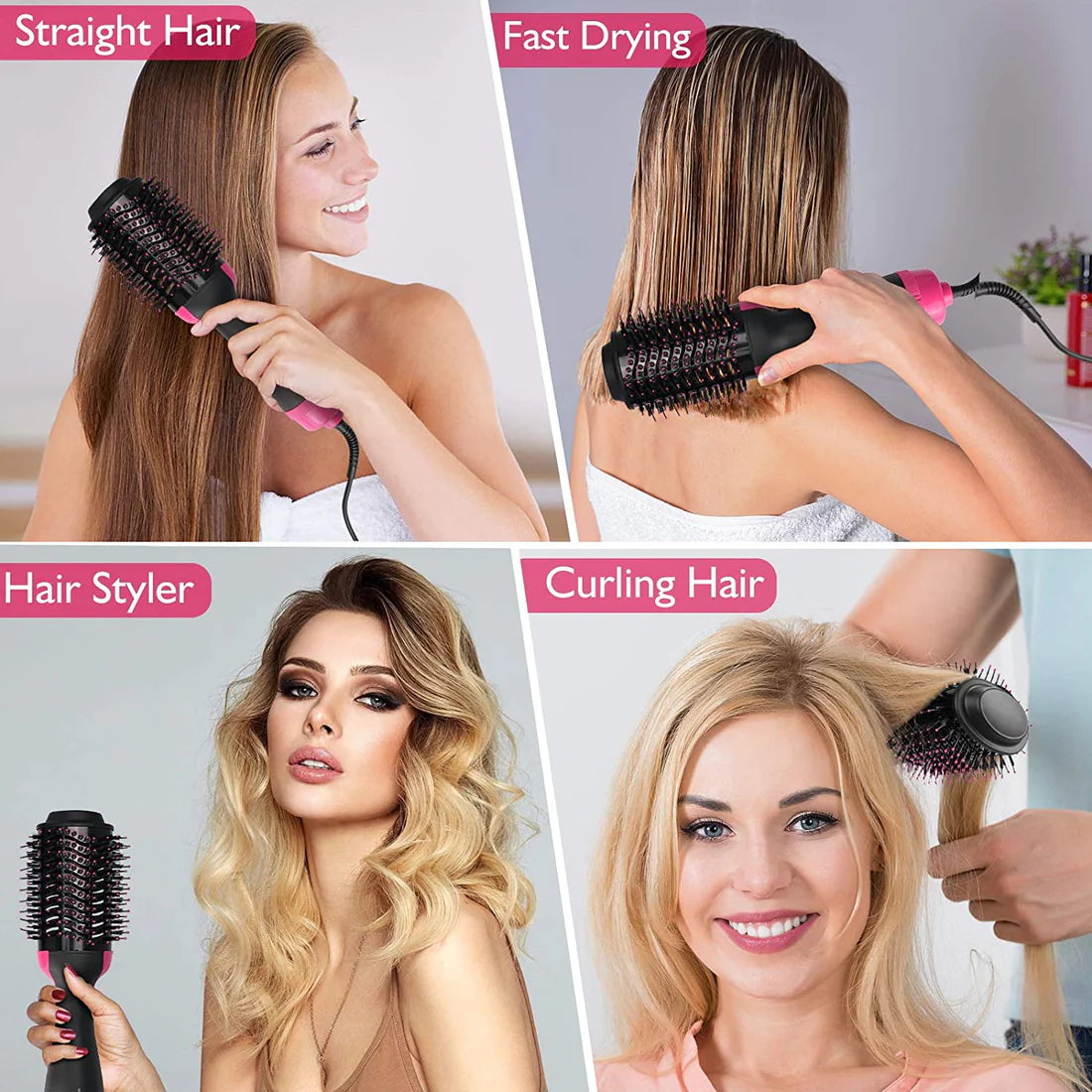 3-in-1 Ionic Hair Styler Brush – Fast Dry, Volumize & Curl for Salon-Quality Looks