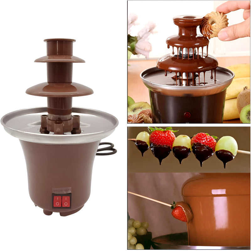 BD-017 Electric 3-Tier Mini Chocolate Fondue Fountain – Elegant Dessert Centerpiece