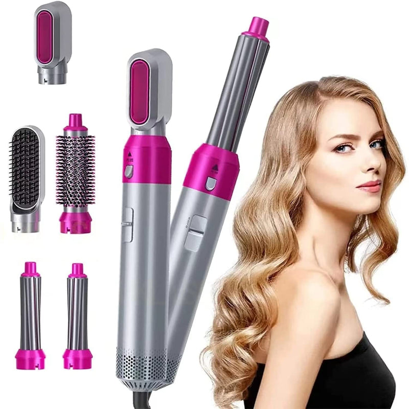 5-in-1 Professional Detachable Hair Dryer & Styling Tool – Negative Ion Blow Dryer, Straightener & Curler Combo