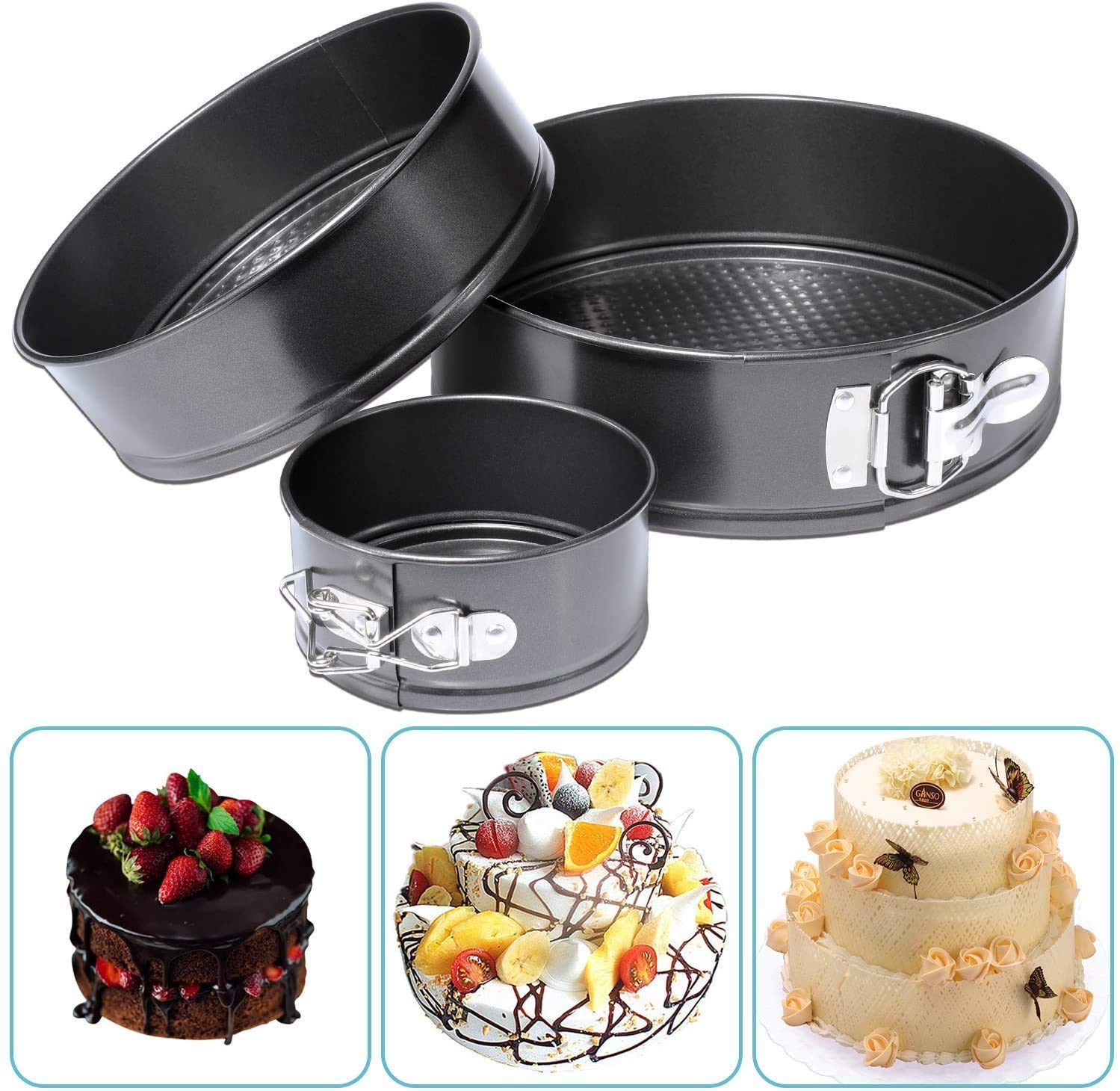 3 Pcs Non-Stick Springform Cake Mold Baking Pan Set