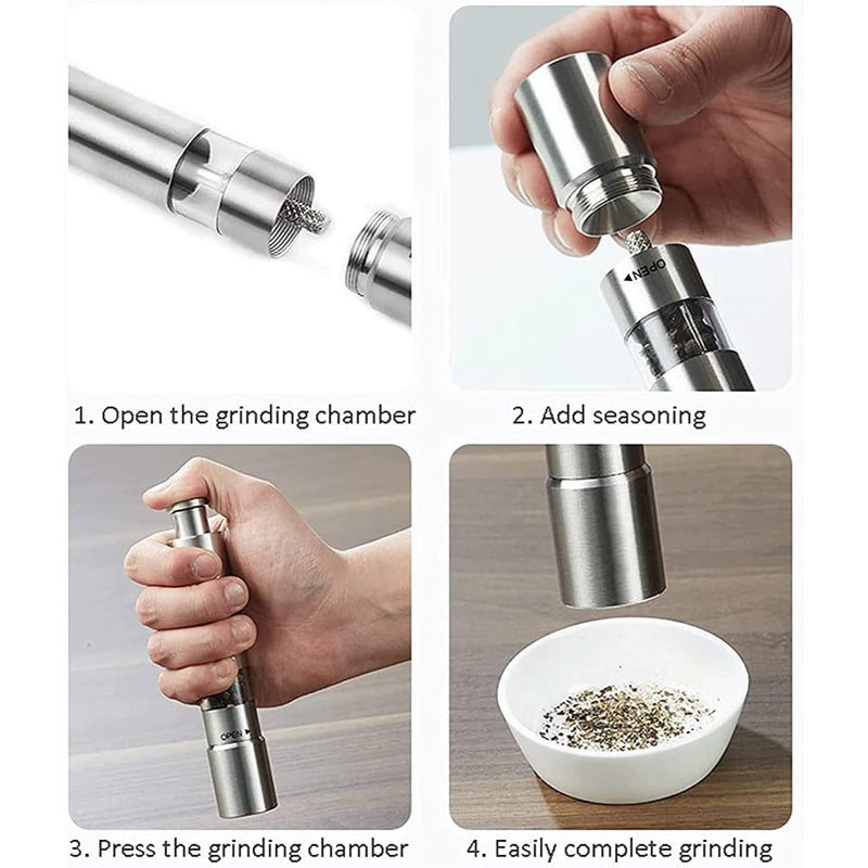 One-Handed Operation Thumb Push Stainless Steel Spice Grinder – Eco-Friendly & Portable