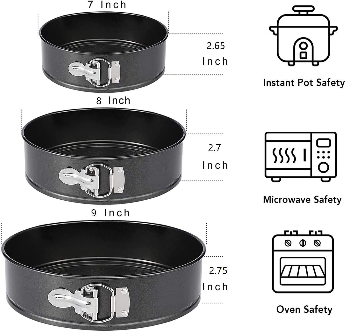 3 Pcs Non-Stick Springform Cake Mold Baking Pan Set