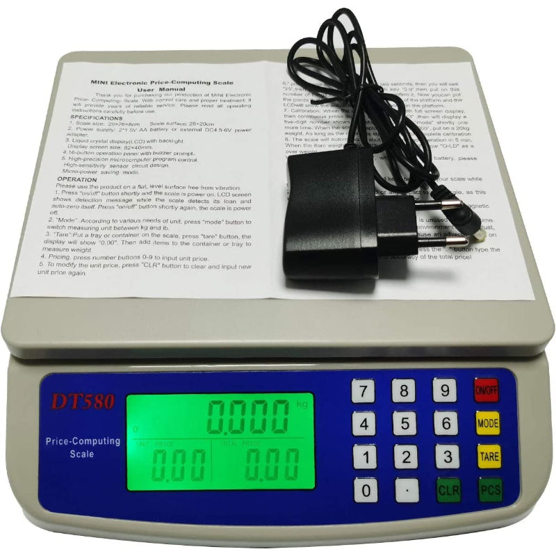 30KG / 1G Precision Digital Mini Electronic Price Computing Scale – Model DT-580