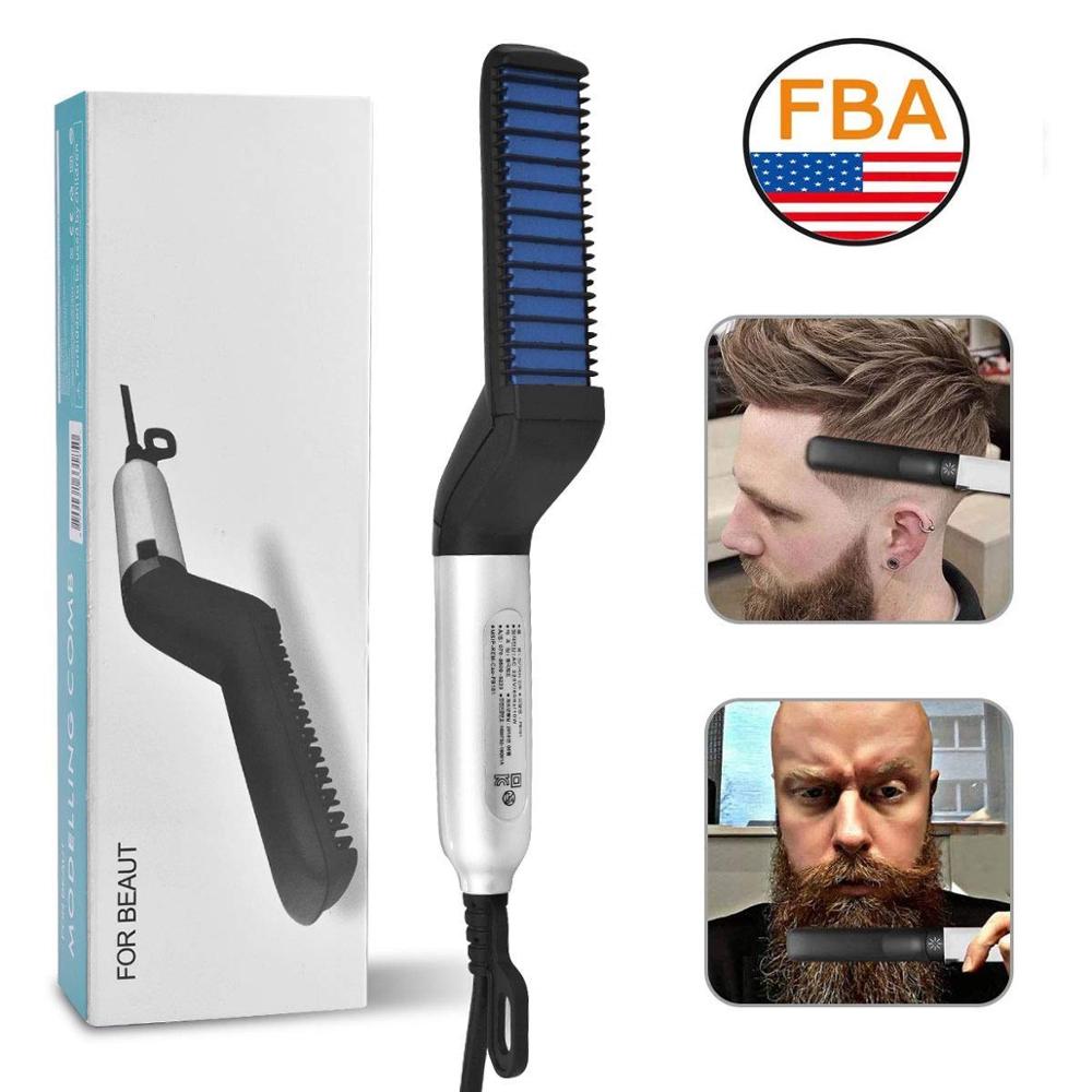 Quick Hair Straightener Brush for Men – Multifunctional Mini Electric Styling Comb