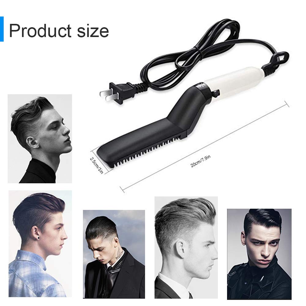 Quick Hair Straightener Brush for Men – Multifunctional Mini Electric Styling Comb