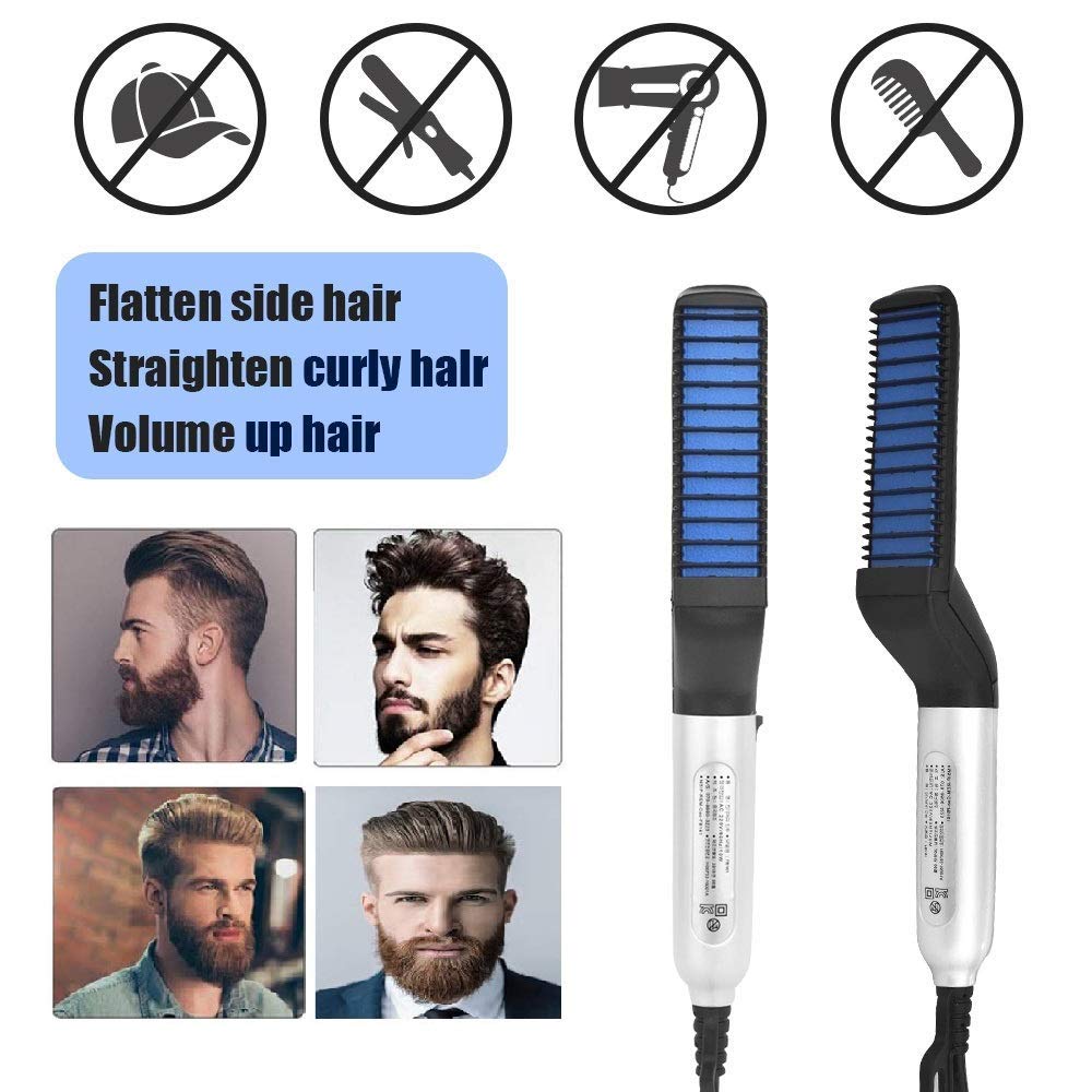 Quick Hair Straightener Brush for Men – Multifunctional Mini Electric Styling Comb