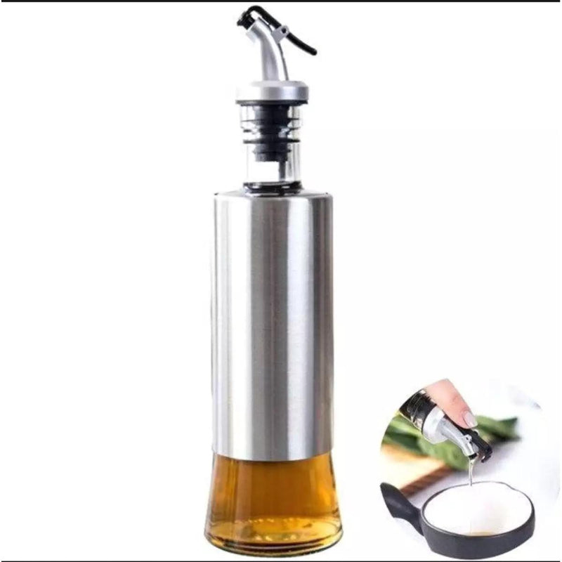 500ml High-Quality Stainless-Steel Covered Smart Glass Oil Bottle – Elegant & Airtight Dispenser