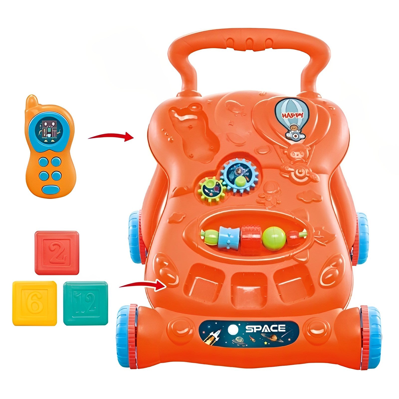 Play Together 2-in-1 Music Walker – Interactive Baby Walker with Rattles, Gears, Melodies & Sorter Cubes