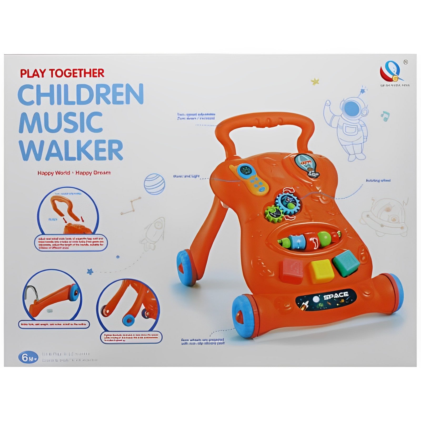 Play Together 2-in-1 Music Walker – Interactive Baby Walker with Rattles, Gears, Melodies & Sorter Cubes