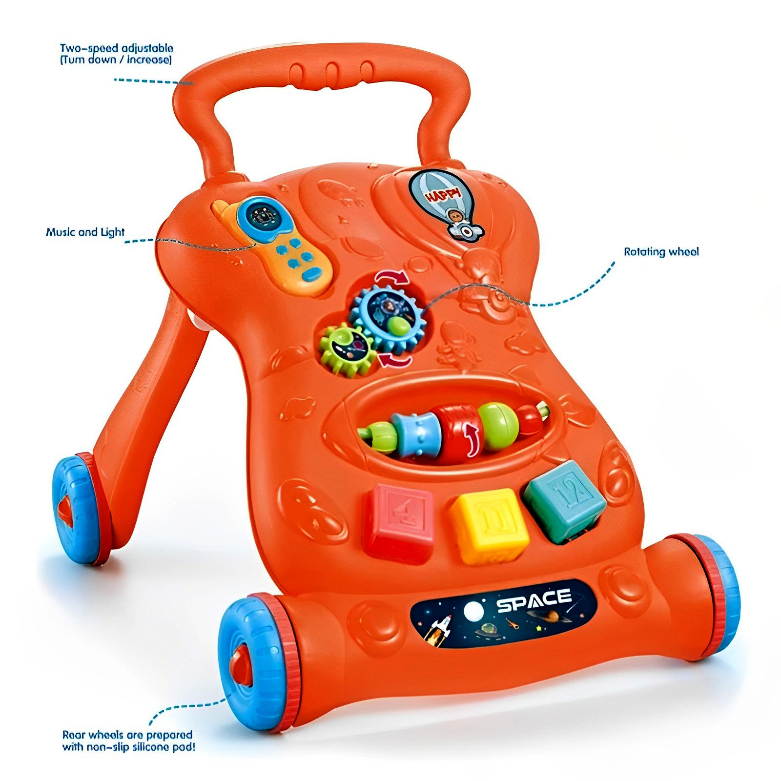 Play Together 2-in-1 Music Walker – Interactive Baby Walker with Rattles, Gears, Melodies & Sorter Cubes