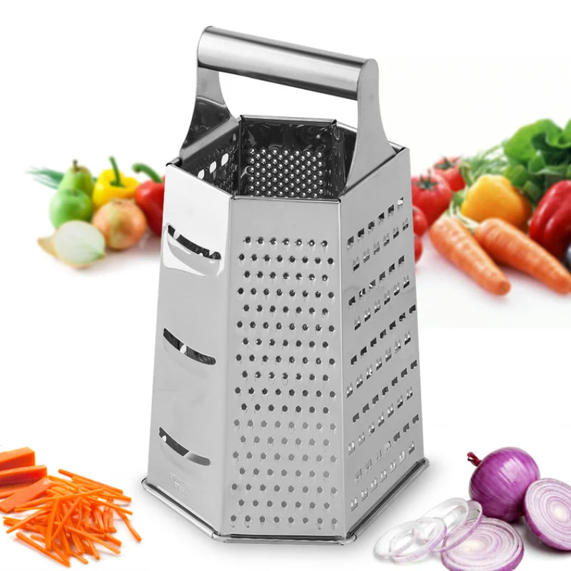 Eco-Friendly 6-Sided Stainless Steel Grater – Multi-Purpose Manual Kitchen Box Grater