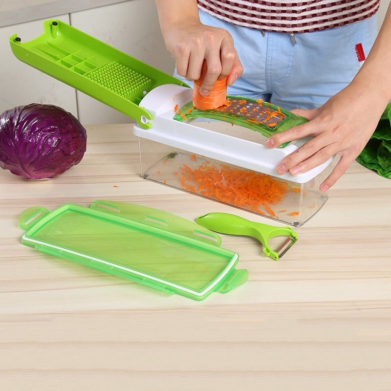 12pcs Nicer Dicer Plus Multi-Function Kitchen Tool – Versatile Vegetable & Fruit Slicer Cutter