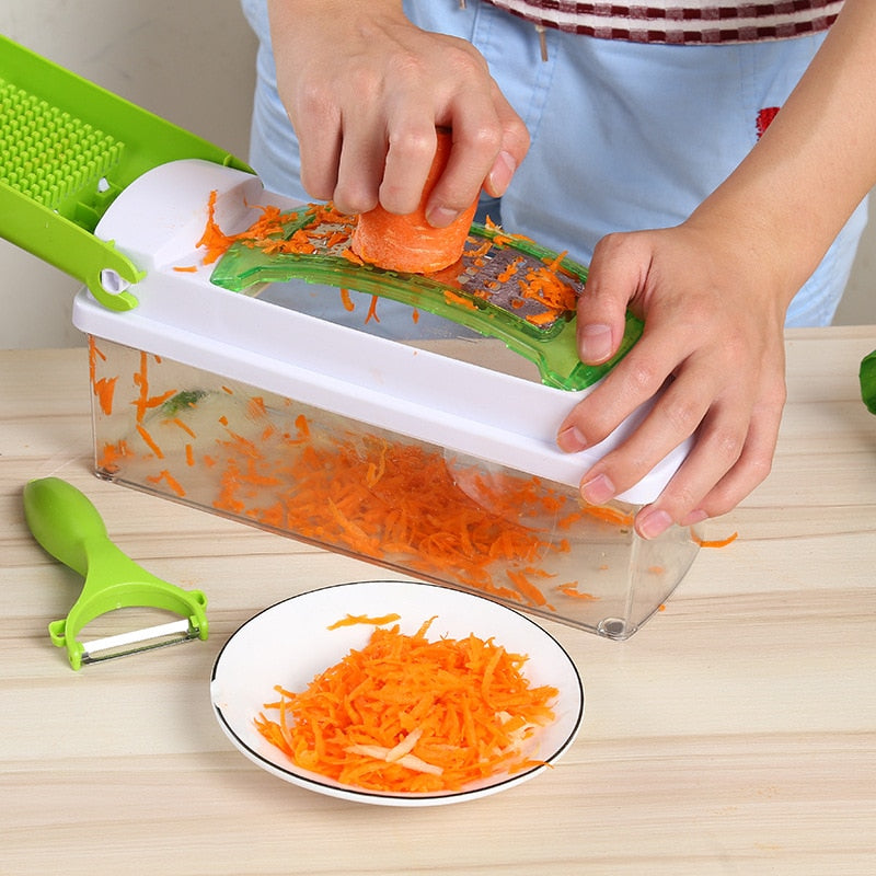 12pcs Nicer Dicer Plus Multi-Function Kitchen Tool – Versatile Vegetable & Fruit Slicer Cutter