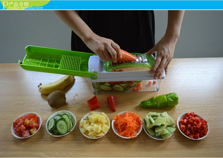 12pcs Nicer Dicer Plus Multi-Function Kitchen Tool – Versatile Vegetable & Fruit Slicer Cutter