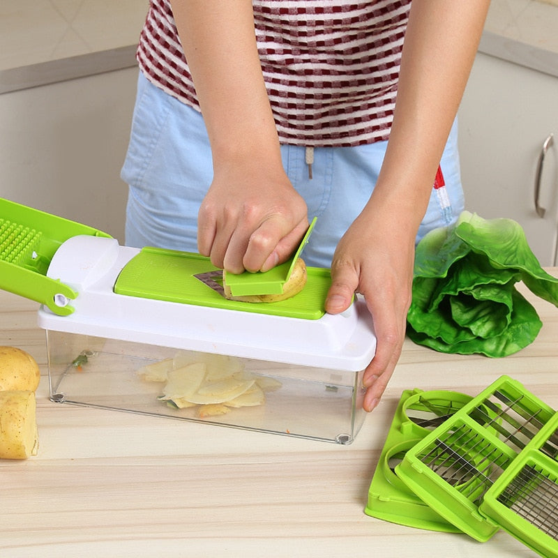 12pcs Nicer Dicer Plus Multi-Function Kitchen Tool – Versatile Vegetable & Fruit Slicer Cutter