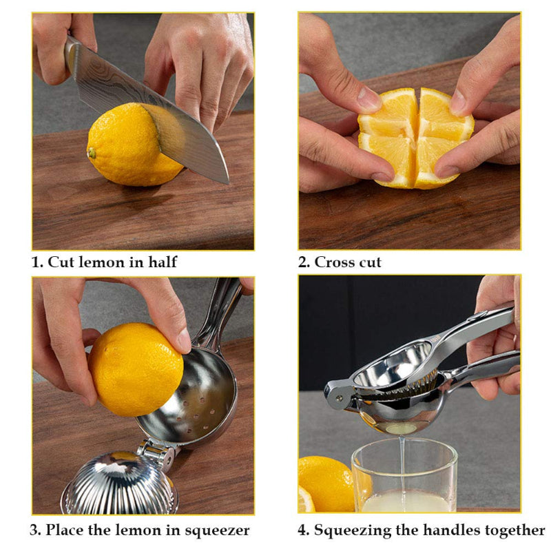 Heavy Stainless Steel Citrus Squeezer – Hand-Operated Single Press Lemon Squeezer