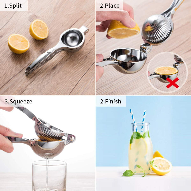 Heavy Stainless Steel Citrus Squeezer – Hand-Operated Single Press Lemon Squeezer