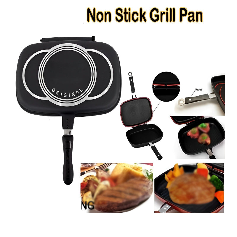 Premium 36cm Aluminium Non-Stick Double Grill Pan – Versatile & Efficient Cooking