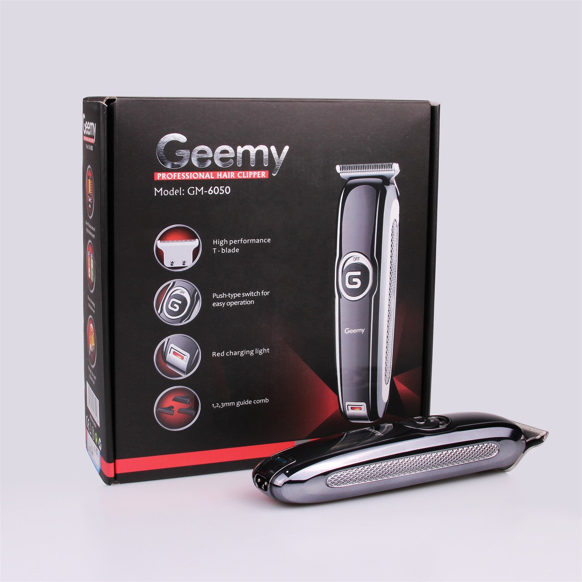 GEEMY GM-6050 Professional Hair Trimmer – High Performance T-Blade with LCD Reminder