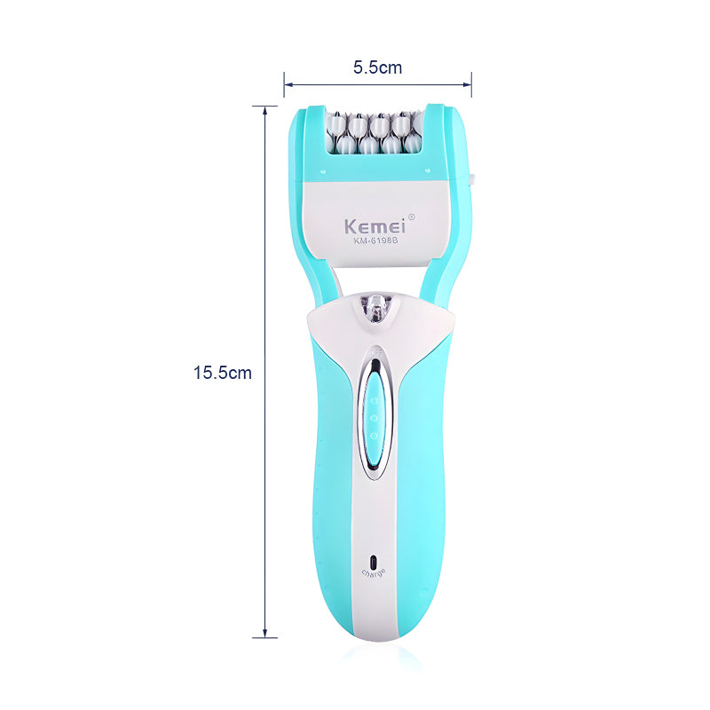 Kemei KM-6198B 3-in-1 Multifunction Electric Shaver, Callus Remover & Epilator – Professional Beauty Tool Kit for Women