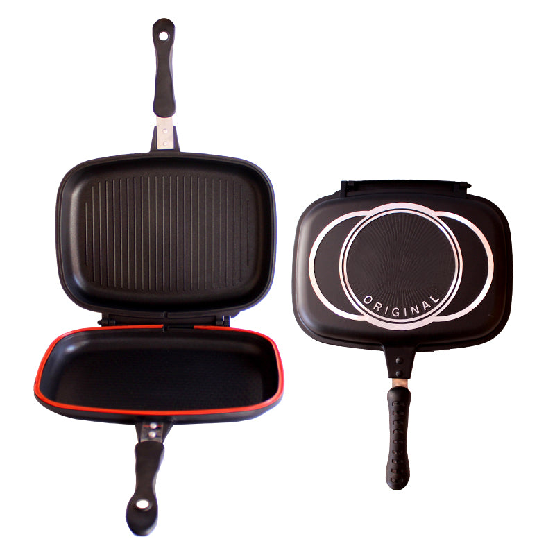 Premium 36cm Aluminium Non-Stick Double Grill Pan – Versatile & Efficient Cooking